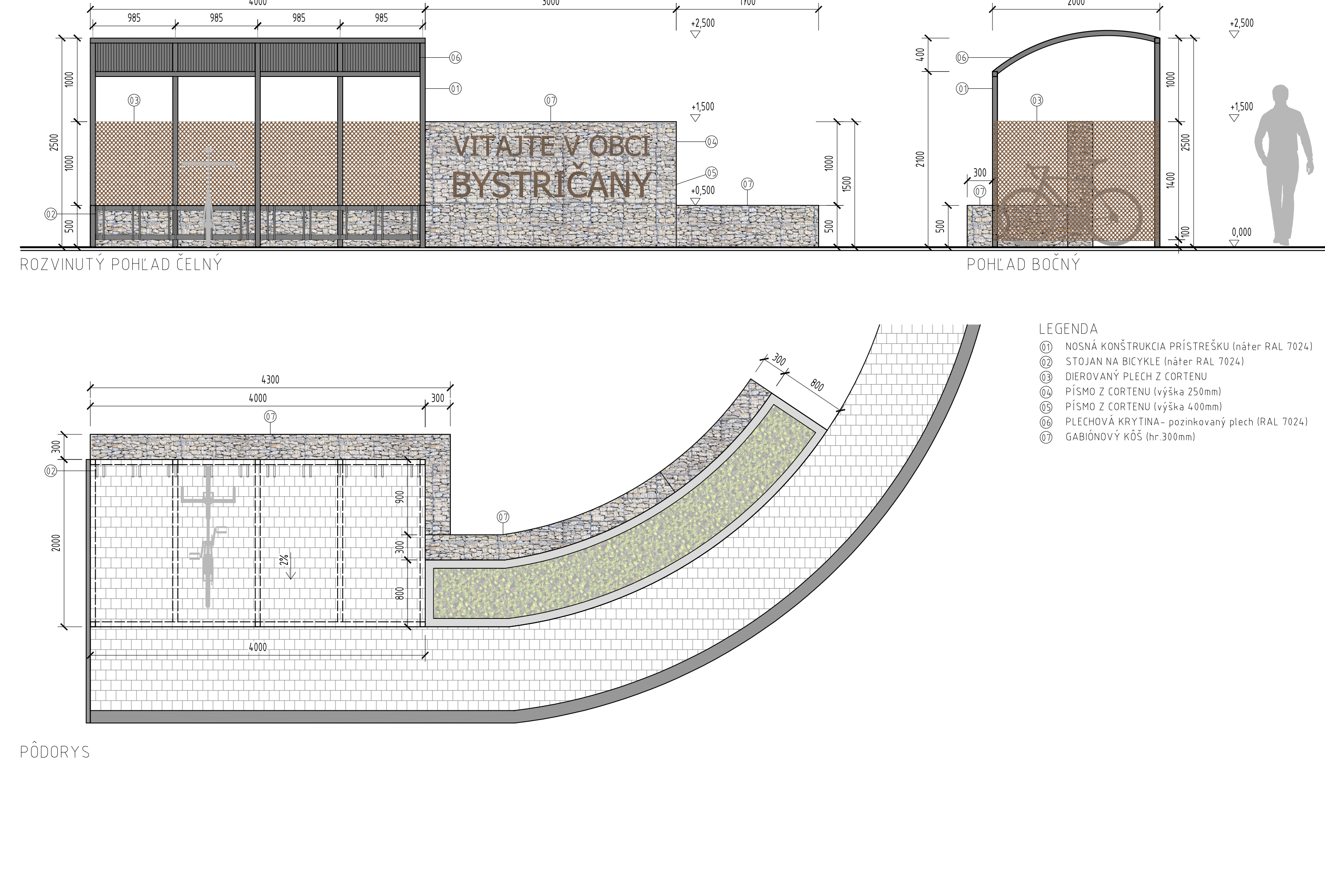 Revitalizácia prvkov zelenej infraštruktúry –  Vstup do obce Bystričany (Ul. SNP a ul. Osloboditeľov)